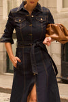 ClassicStretched Denim Dress-Coat.