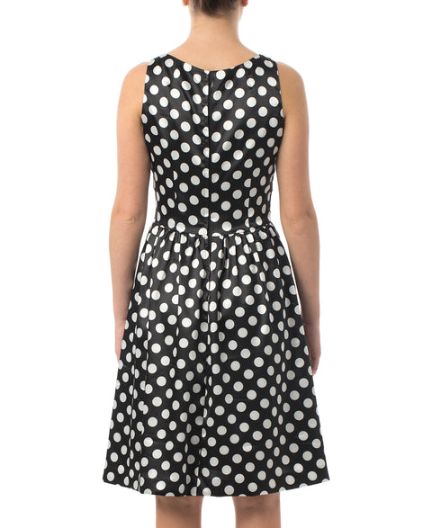 Polka-dot dress with fit-and-flare silhouette