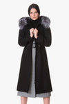 Waist adjustable wool coat